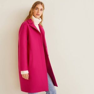 NWT Mango Hot Pink Unstructured Wool-blend Coat